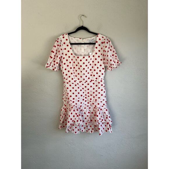 Anthropologie Endless Rose Woman Red And White Polka Dot Ruffle Dress, S… - Picture 5 of 13